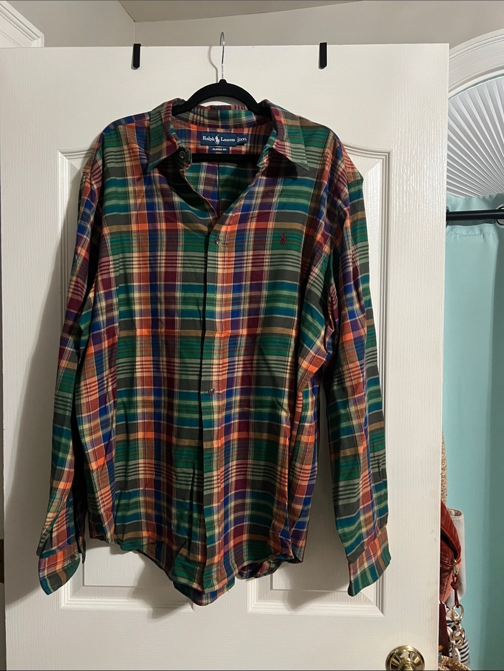 Ralph Lauren Multicolor Plaid Button-Down Shirt with Green Base